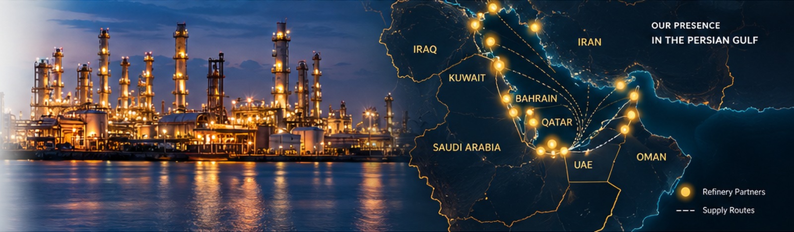 Refinery and F.P.I Limited petroleum supply network across the Persian Gulf